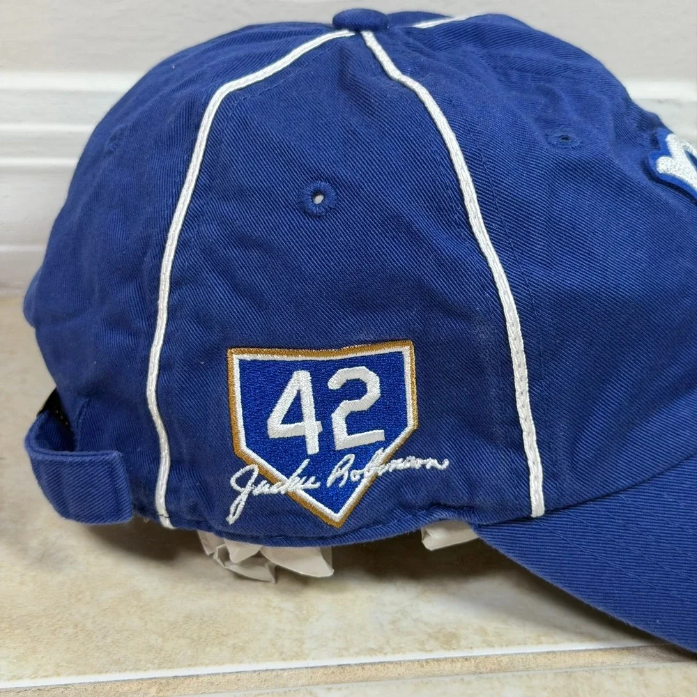 47 Brand Brooklyn Dodgers Hat Blue Jackie Robinson 42 Piping Embroidered Cap